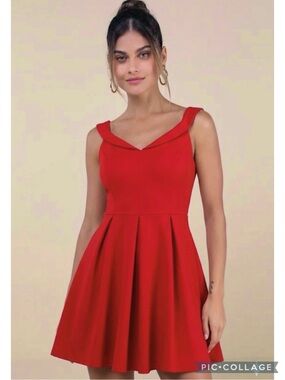 Trac Red Mini Fit & Flare Dress M (Jrs) Holiday Cocktail Prom Party